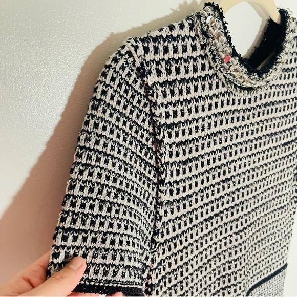 NWT Tory Burch Embellished Fringe Tweed Dress Size Medium Office Career Modest - Picture 6 of 11